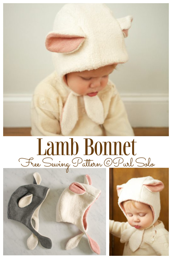 DIY Fabric Lamb Bonnet Free Sewing Pattern