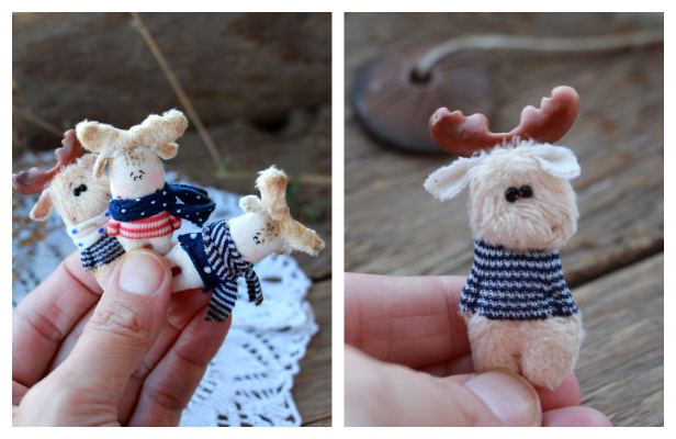 DIY Fabric Miniature Moose Plushie Free Sewing Pattern