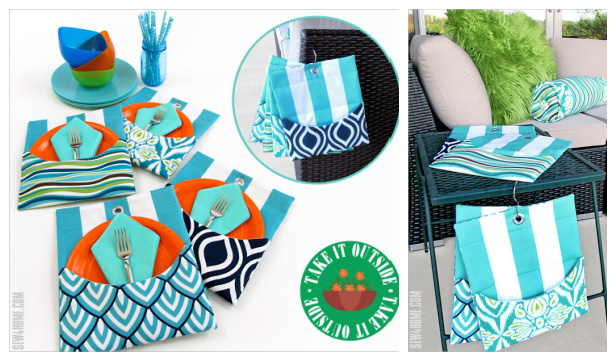 DIY Fabric Outdoor Mini Mats with Pockets Free Sewing Pattern