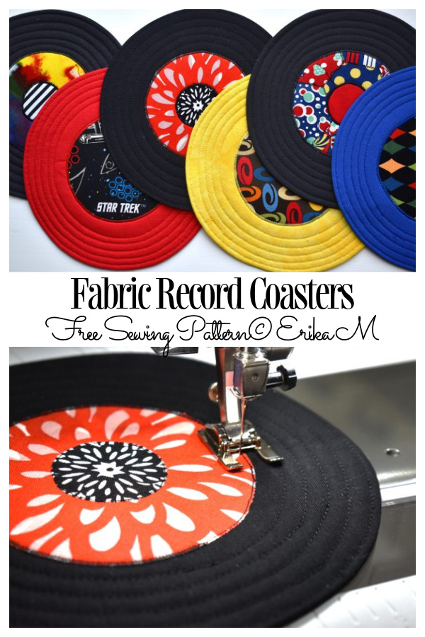 DIY Fabric Record Coasters Free Sewing Pattern