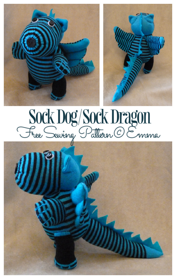 DIY Sock Dog/Sock Dragon Free Sewing Pattern