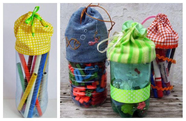 Fabric Drawstring Bag from Plastic Bottles DIY Tutorial