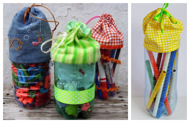 Fabric Drawstring Bag from Plastic Bottles DIY Tutorial