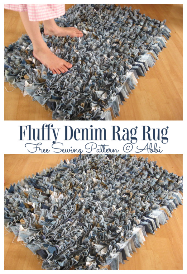DIY Recycled Fluffy Denim Rag Rug Free Sewing Tutorials