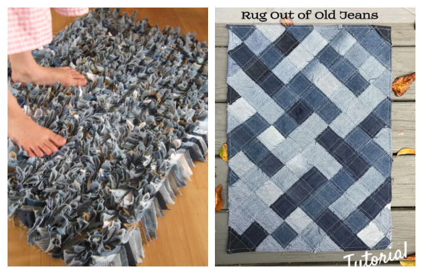 DIY Recycled Denim Jean Rag Rug Free Sewing Tutorials