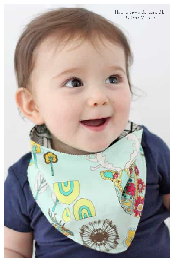 DIY Fabric Bandana Baby Drool Bibs with Binky Leash Free Sewing Patterns