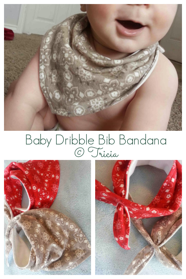 DIY Fabric Baby Dribble Bib Bandana Free Sewing Patterns
