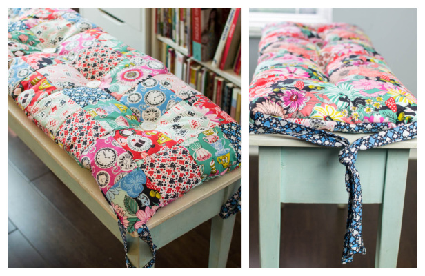 DIY Fabric Patchwork Bench Cushion Free Sewing Pattern