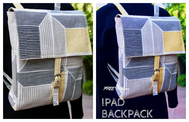DIY Fabric iPad Backpack Free Sewing Pattern
