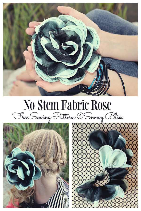 DIY No Stem Fabric Rose Free Sewing Pattern