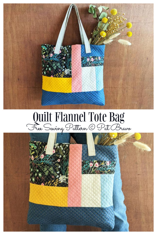 DIY Patchwork Flannel Tote Bag Free Sewing Pattern