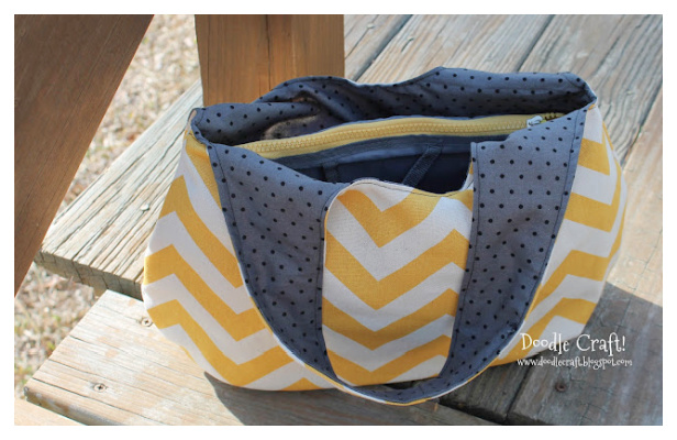 DIY Fabric Reversible Shoulder Bag Free Sewing Pattern