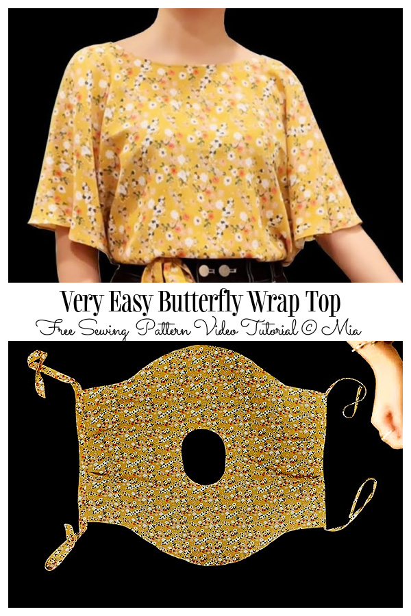 Super Easy One-Piece Butterfly Wrap Top Free Sewing Patterns