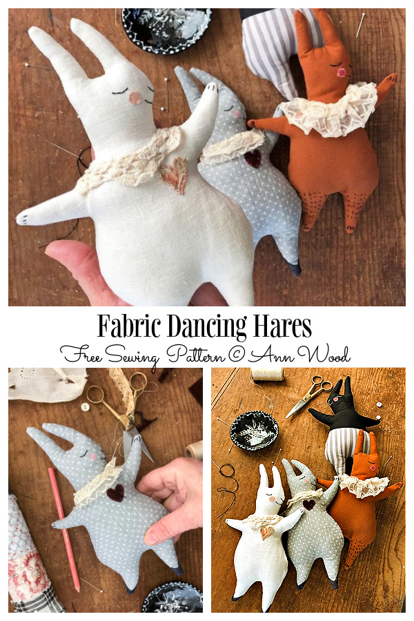 Fabric Dancing Hares/Bunny Free Sewing Pattern