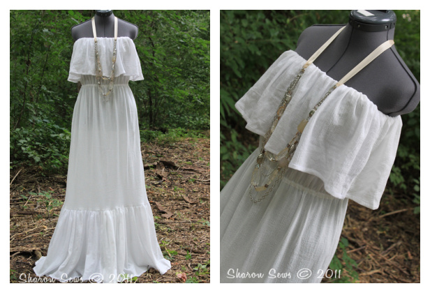 DIY Fabric Strapless Ruffled Maxi Dress Free Sewing Pattern