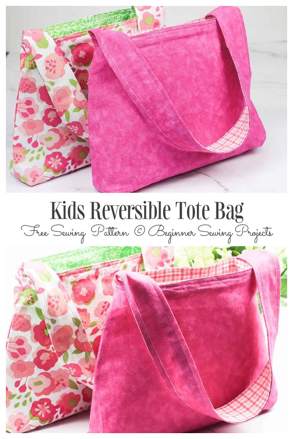 DIY Kids Reversible Tote Bag Free Sewing Pattern