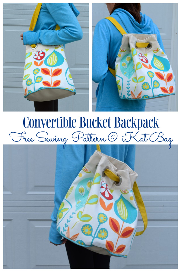Fabric Convertible Bucket Backpack Free Sewing Pattern