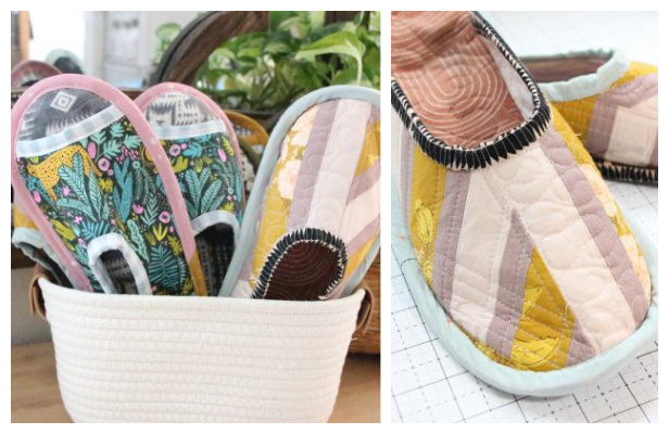 DIY Fabric Quilted Slippers Free Sewing Pattern