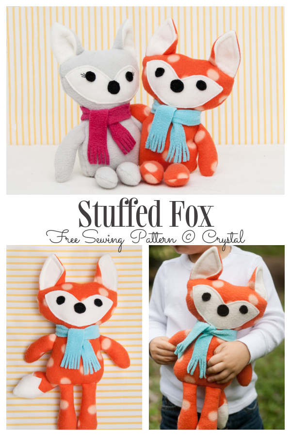 DIY Fabric Stuffed Fox Free Sewing Pattern