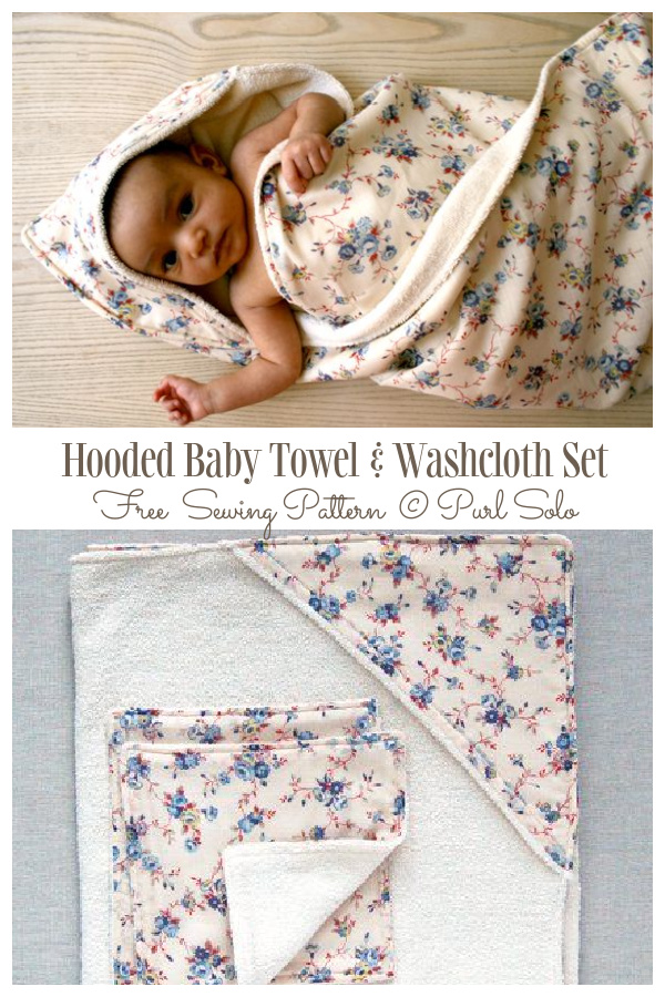 DIY Hooded Baby Towel & Washcloth Set Free Sewing Pattern