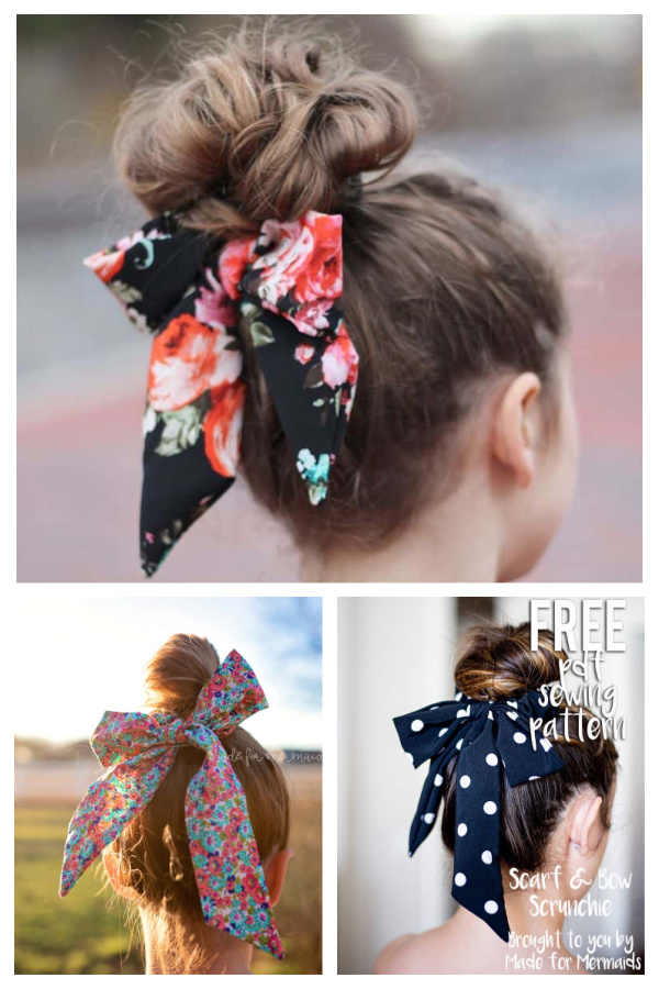 Fabric Scarf and Bow Scrunchie Free Sewing Patterns