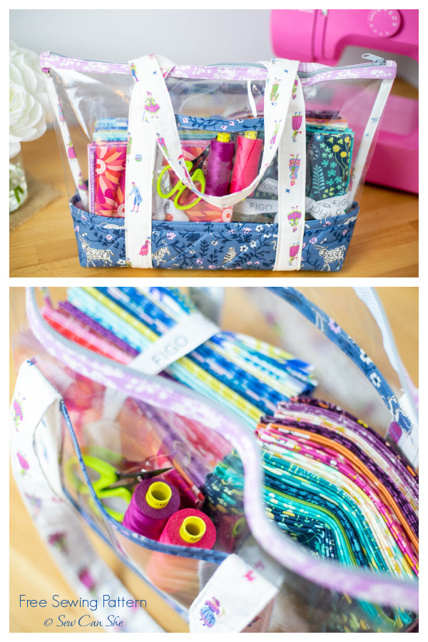 Clear  Fabric and Vinyl Tote Bag Free Sewing Pattern
