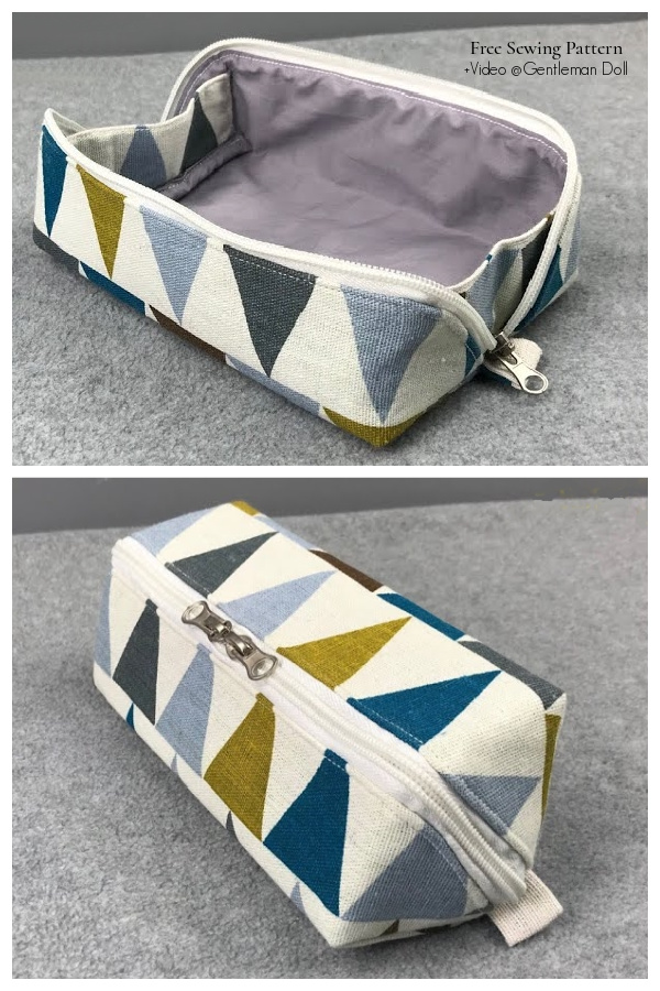 DIY Fabric Zipper Box Pouch Free Sewing Pattern + Video