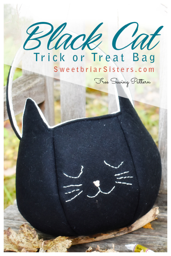 Fabric Black Cat Trick or Treat Bag Free Sewing Patterns