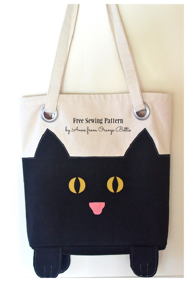 Fabric Black Cat Trick or Treat Bag Free Sewing Patterns