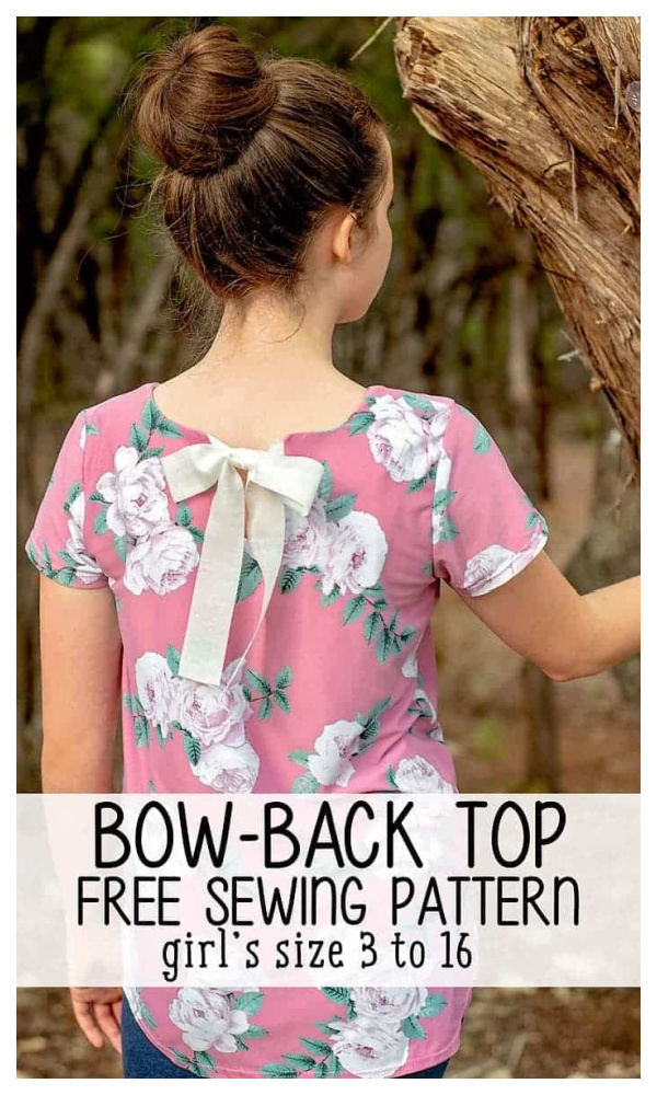 Fabric Girls Bow Back T-shirt Free Sewing Pattern