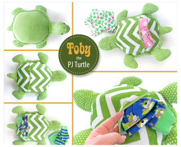 DIY Fabric PJ Turtle Free Sewing Pattern with Cuddle Pocket