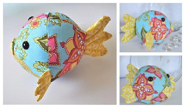 Fabric Bohemian Blowfish Pincushion Free Sewing Pattern