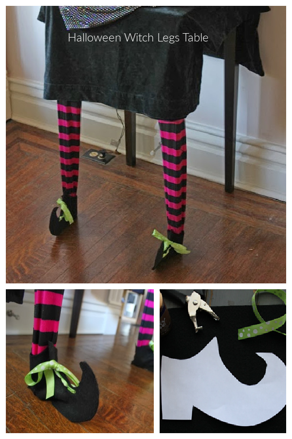 Fabric Halloween Witch Legs Table Free Sewing DIY Tutorial