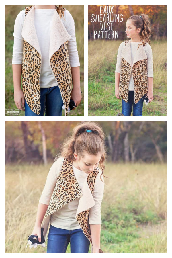 Girl’s Faux Shearling Vest Free Sewing Patterns