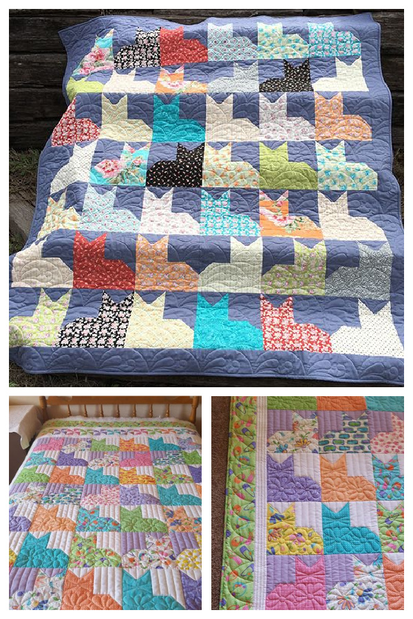 Pins and Paws Cat Quilt Free Sewing Pattern