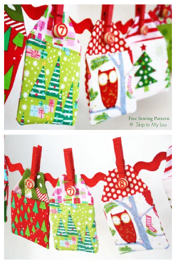 Fabric Pocket Christmas Advent Calendar Free Sewing Patterns