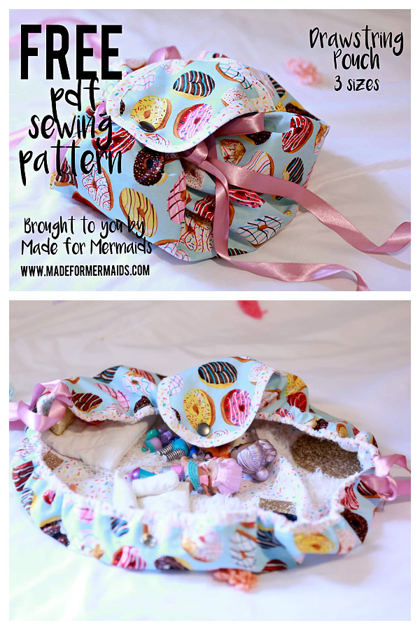 Fabric Drawstring Pouch – 3 sizes Free Sewing Patterns