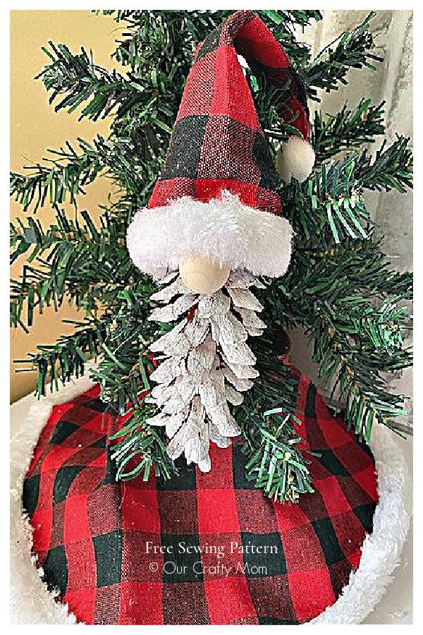 Fabric Christmas Pinecone Gnome Free Sewing Pattern