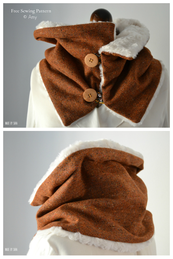 Fabric Buttoned Cowl Scarf Free Sewing Patterns