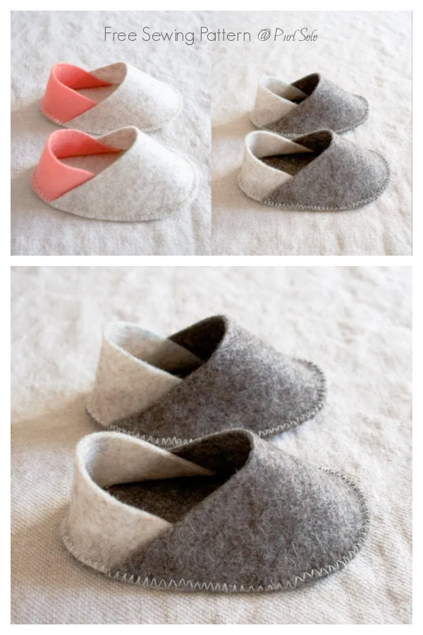 Stacked Felt Slippers Free Sewing Patterns