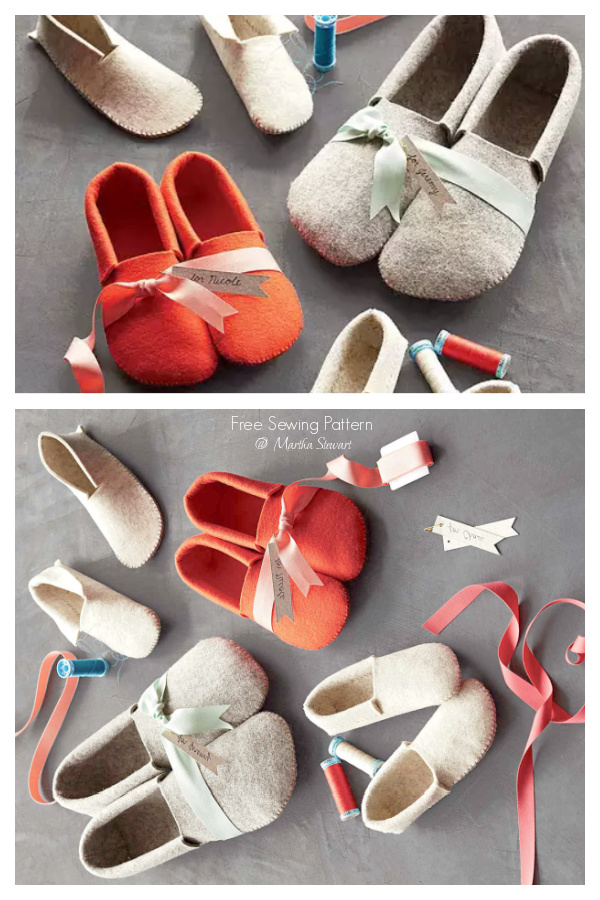 Stephanie's Sewn Felt Slippers Free Sewing Patterns