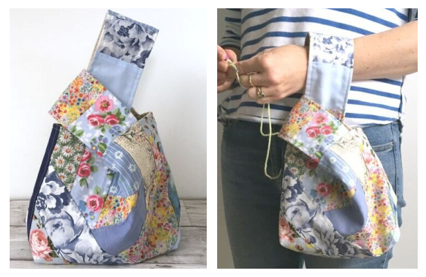 Scrappy Fabric Japanese Knot Bag Free Sewing Pattern