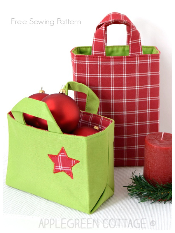 Reversible Fabric Christmas Gift Bag Free Sewing Patterns