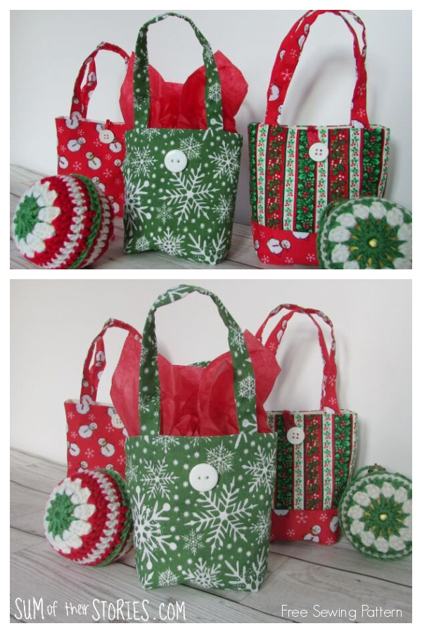 Christmas Gift Bag Mini Shoppers Free Sewing Patterns