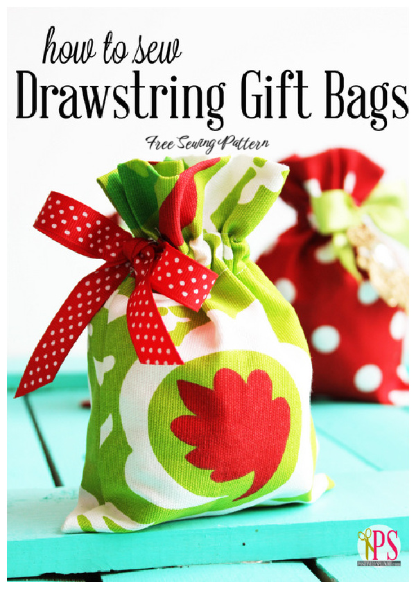 Drawstring Fabric Gift Bags Free Sewing Patterns