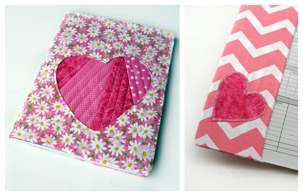 Fabric Heart Notebook Cover Free Sewing Pattern