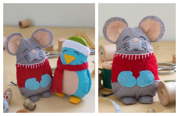 Fabric Pocket Mouse & Bird Free Sewing Pattern