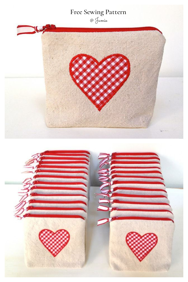 Mini Valentine Zippered Goody Bag Free Sewing Pattern