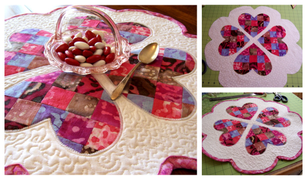 Quilted Valentine's Day Table Mat Free Sewing Pattern