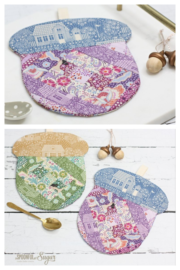 Patchwork Acorn Coasters Sewing Pattern